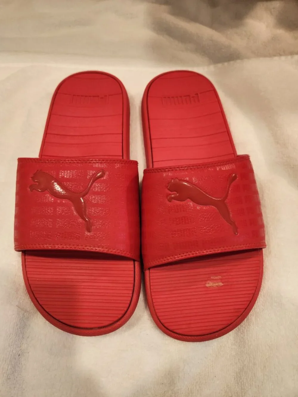 PUMA Men's Cool Cat Sport Slide Sandals All Red Monochrome Comfort Slides 10 New